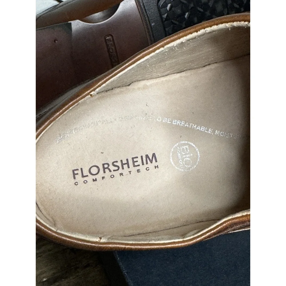 Men's Florsheim 11256-200 Brown Leather Square Toe Oxford Dress Shoes Size 11D